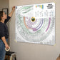 Woman taping the 45 x 37 inch Bible History Chart to a wall