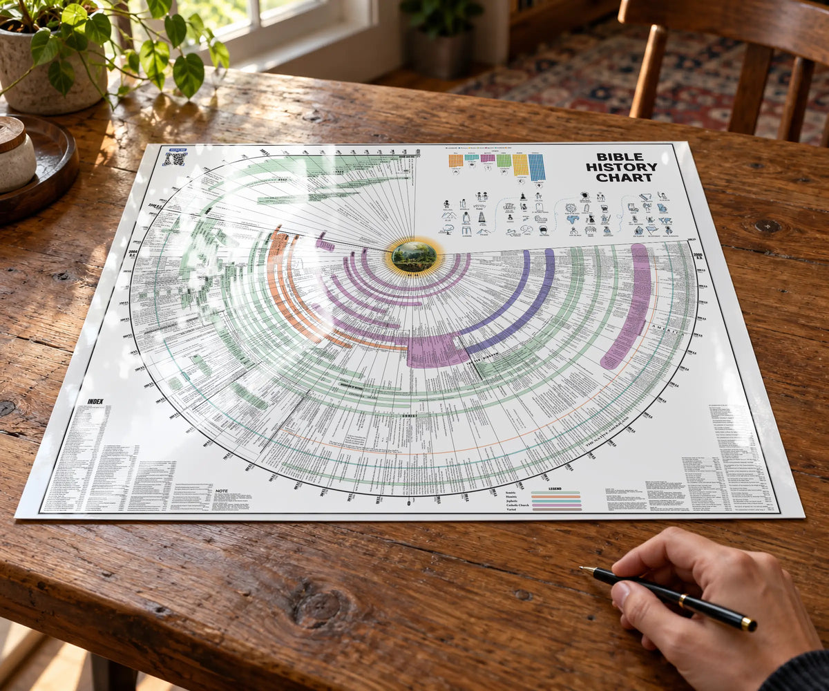 Glossy laminated surface of the Bible history chart